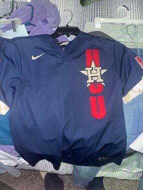 Nike Navy Houston HOU Vertical Logo Baseball Jersey